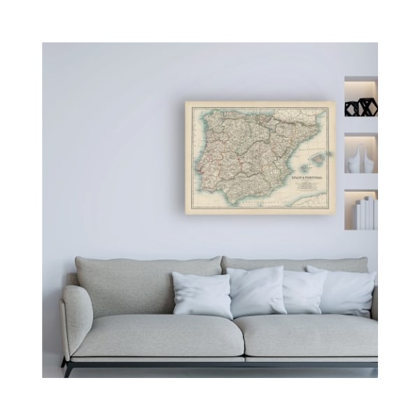 Trademark Fine Art Johnston 'Johnstons Map of Spain And Portugal' Canvas Art, 35x47 - WAG14884-C3547GG