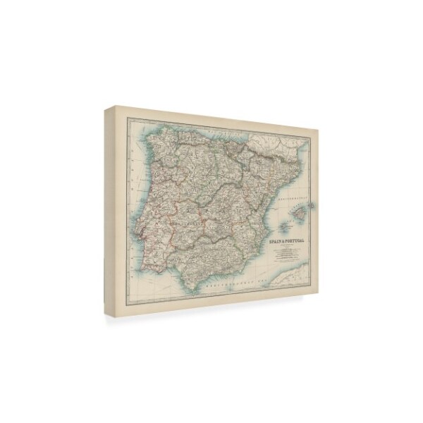 Trademark Fine Art Johnston 'Johnstons Map of Spain And Portugal' Canvas Art, 35x47 - WAG14884-C3547GG
