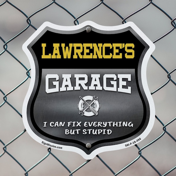 Signmission Lawrence's Garage I Can Fix Everything But Stupid, 12 inch X 12 inch, Plastic Sign, 2PK - SHI-P-2PACK-12-490-LAWRENCE