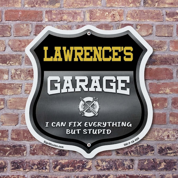 Signmission Lawrence's Garage I Can Fix Everything But Stupid, 12 inch X 12 inch, Plastic Sign, 2PK - SHI-P-2PACK-12-490-LAWRENCE