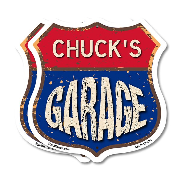 Signmission Chuck's Garage, 18 inch X 18 inch, Plastic Sign, 2PK - SHI-P-2PACK-18-383-CHUCK
