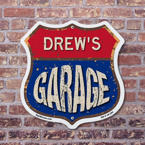 Signmission Drew's Garage, 6 Inch X 6 Inch, Plastic Sign - SHI-P-6-383-DREW