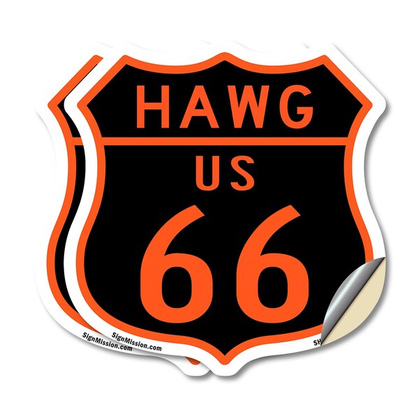 Signmission Hawg Us 66, 18 inch X 18 inch, Vinyl Decal, 2PK - SHI-D-2PACK-18-478