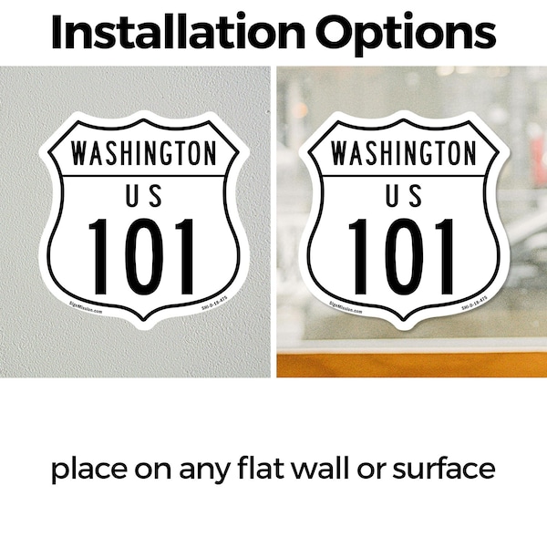 Signmission Washington Route Marker Shield Sign Us 1, 12 Inch X 12 Inch, Vinyl Decal - SHI-D-12-475
