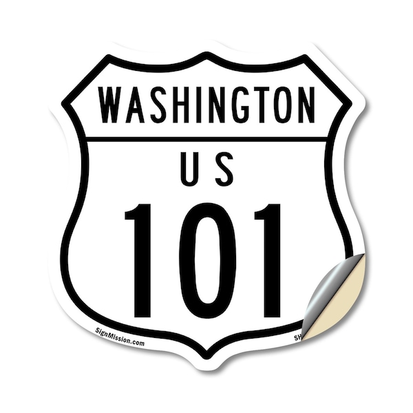 Signmission Washington Route Marker Shield Sign Us 1, 12 Inch X 12 Inch, Vinyl Decal - SHI-D-12-475