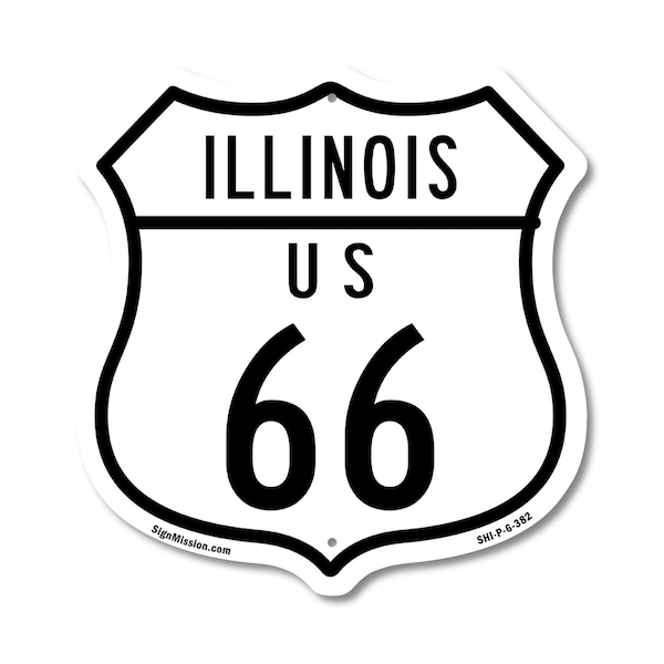 Signmission Illinois Route Marker Shield Sign Us 66, 6 Inch X 6 Inch, Plastic Sign - SHI-P-6-382