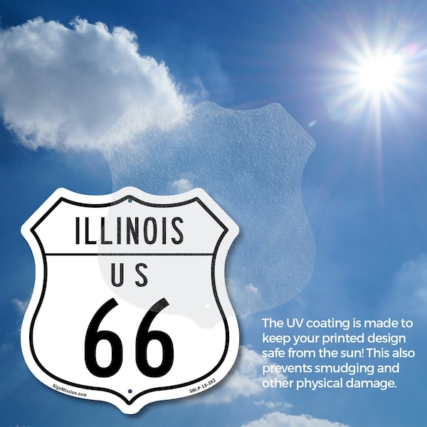 Signmission Illinois Route Marker Shield Sign Us 66, 6 Inch X 6 Inch, Plastic Sign - SHI-P-6-382