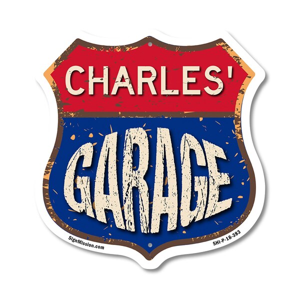 Signmission Charles's Garage, 18 Inch X 18 Inch, Plastic Sign - SHI-P-18-383-CHARLES