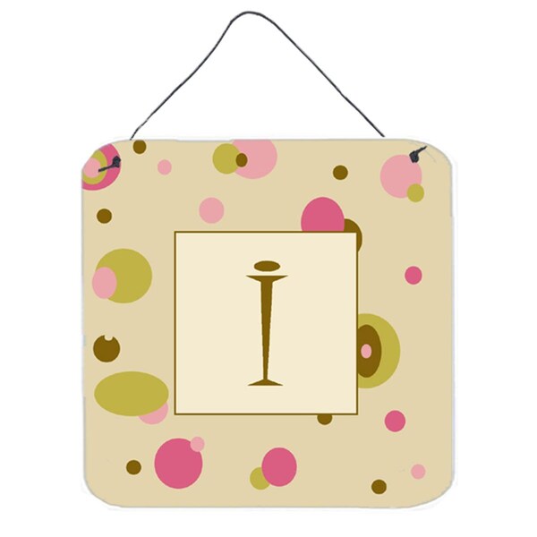 Micasa Letter I Initial Monogram Tan Dots Aluminium Metal Wall Or Door Hanging Prints - MI233979