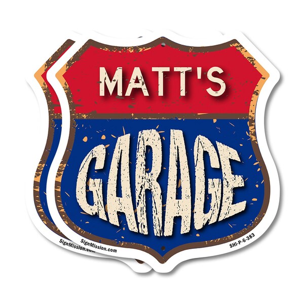 Signmission Matt's Garage, 6 inch X 6 inch, Plastic Sign, 2PK - SHI-P-2PACK-6-383-MATT