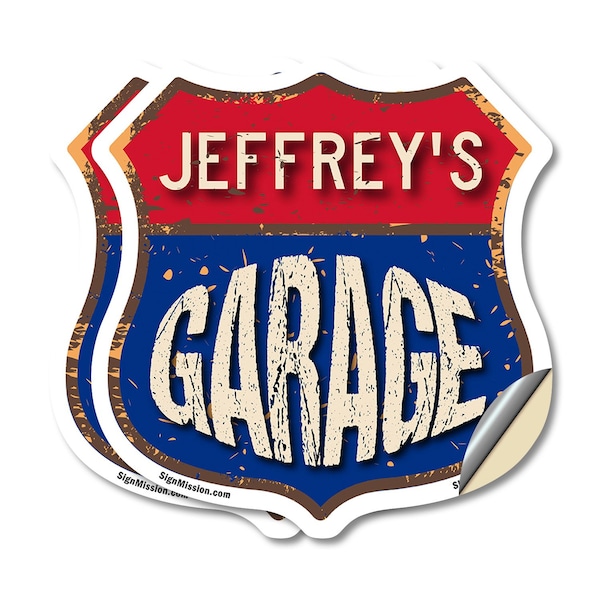 Signmission Jeffrey's Garage, 6 inch X 6 inch, Vinyl Decal, 2PK - SHI-D-2PACK-6-383-JEFFREY