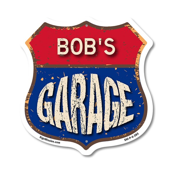 Signmission Bob's Garage, 6 Inch X 6 Inch, Plastic Sign - SHI-P-6-383-BOB