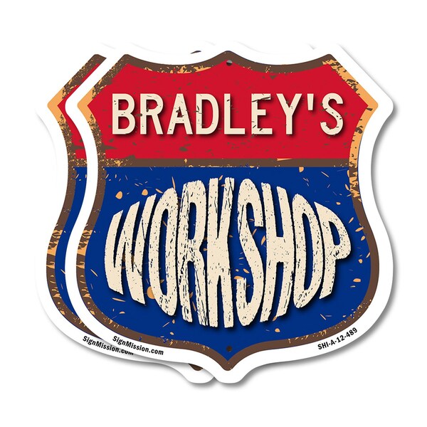 Signmission Bradley's Workshop, 12 inch X 12 inch, Aluminum Metal Sign, 2PK - SHI-A-2PACK-12-489-BRADLEY