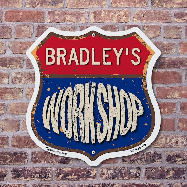 Signmission Bradley's Workshop, 12 inch X 12 inch, Aluminum Metal Sign, 2PK - SHI-A-2PACK-12-489-BRADLEY