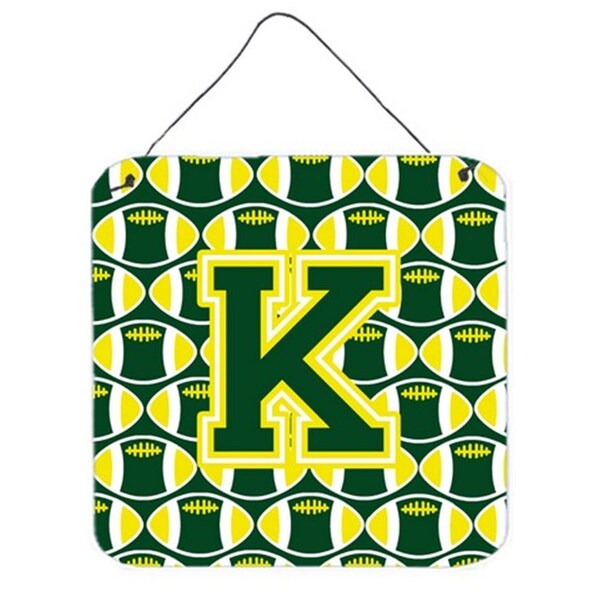 Carolines Treasures Letter K Football Green and Yellow Wall or Door Hanging Prints - CJ1075-KDS66