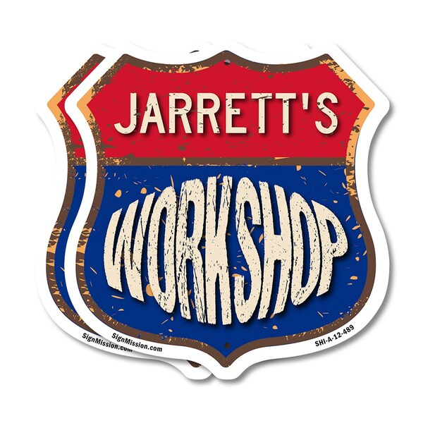 Signmission Jarrett's Workshop, 12 inch X 12 inch, Plastic Sign, 2PK - SHI-P-2PACK-12-489-JARRETT