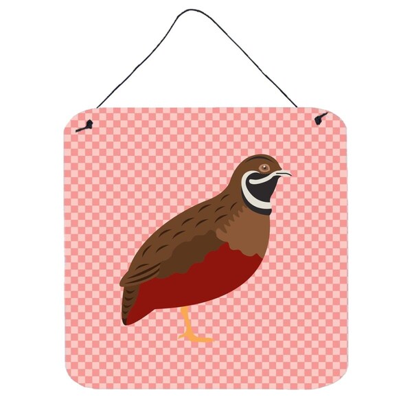 Micasa Chinese Painted or King Quail Pink Check Wall or Door Hanging Prints, 6 x 6 in. - MI228566