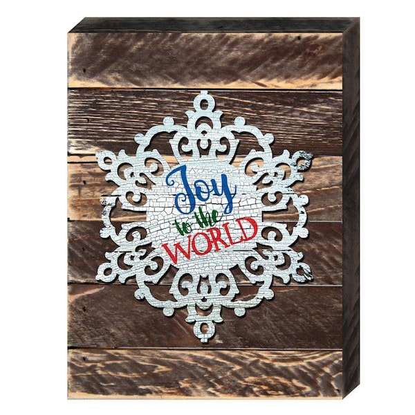 Designocracy Snowflake Let It Snow Quote Vintage Christmas Art on Board Wall Decor - 9880908