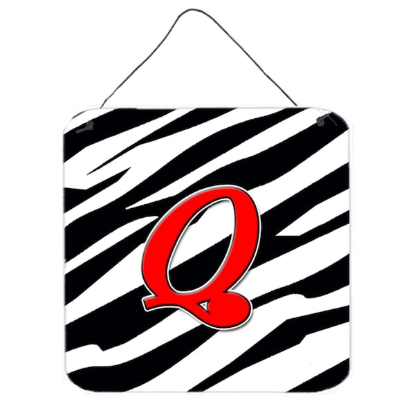 Micasa Letter Q Initial Monogram Zebra Red Aluminium Metal Wall Or Door Hanging Prints - MI237982