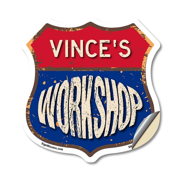 Signmission Vince's Workshop, 12 Inch X 12 Inch, Vinyl Decal - SHI-D-12-489-VINCE