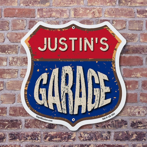 Signmission Justin's Garage, 12 inch X 12 inch, Aluminum Metal Sign, 2PK - SHI-A-2PACK-12-383-JUSTIN