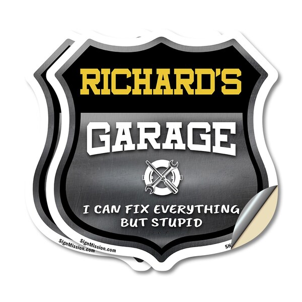 Signmission Richard's Garage I Can Fix Everything But Stupid, 12 inch X 12 inch, Vinyl Decal, 2PK - SHI-D-2PACK-12-490-RICHARD