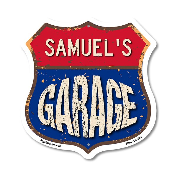 Signmission Samuel's Garage, 18 Inch X 18 Inch, Plastic Sign - SHI-P-18-383-SAMUEL
