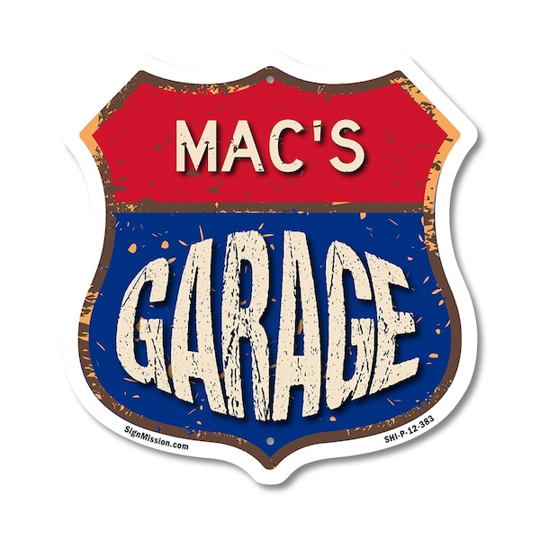 Signmission Mac's Garage, 12 Inch X 12 Inch, Plastic Sign - SHI-P-12-383-MAC