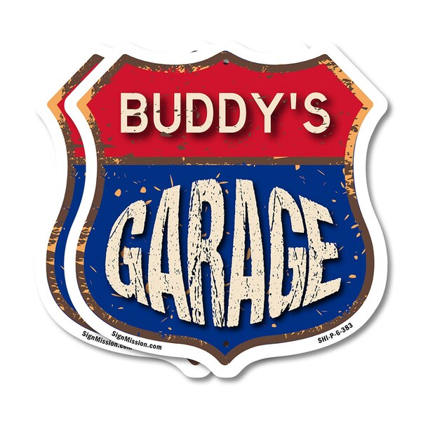 Signmission Buddy's Garage, 6 inch X 6 inch, Plastic Sign, 2PK - SHI-P-2PACK-6-383-BUDDY