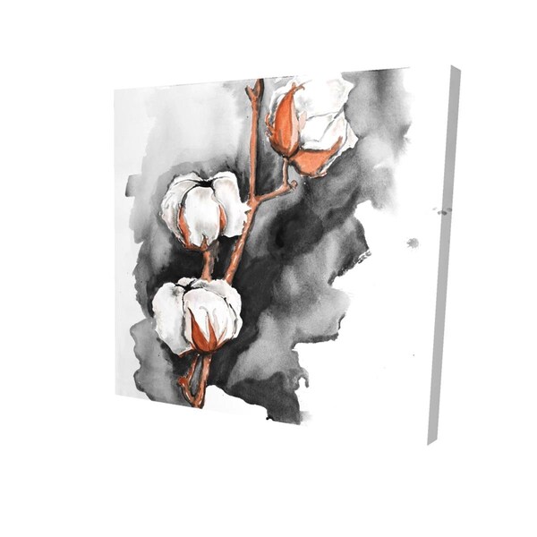 Fondo 16 x 16 in. Cotton Flowers on A Black Background-Print on Canvas - FO2788426