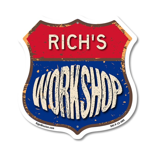 Signmission Rich's Workshop, 12 Inch X 12 Inch, Plastic Sign - SHI-P-12-489-RICH