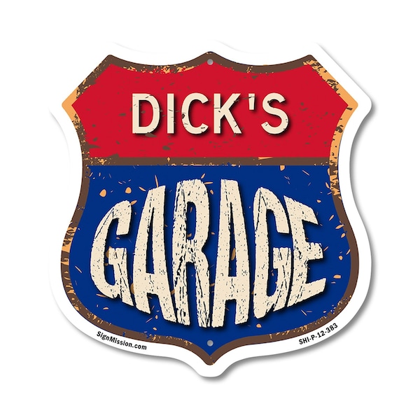 Signmission Dick's Garage, 12 Inch X 12 Inch, Plastic Sign - SHI-P-12-383-DICK