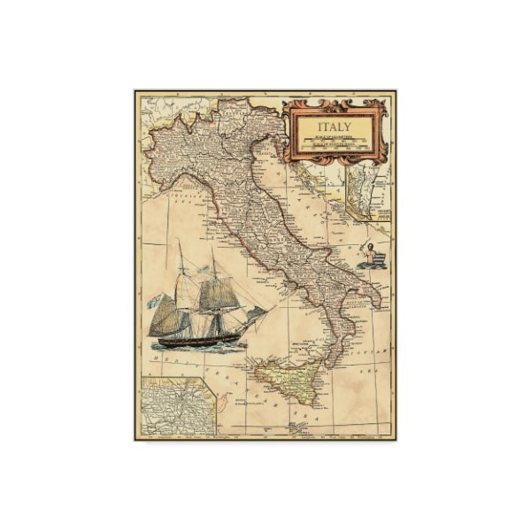 Trademark Fine Art Vision Studio 'Italy Map' Canvas Art, 14x19 - WAG01985-C1419GG