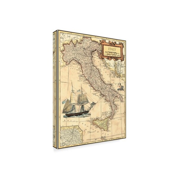 Trademark Fine Art Vision Studio 'Italy Map' Canvas Art, 14x19 - WAG01985-C1419GG