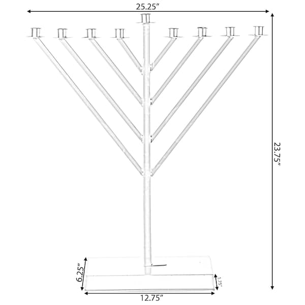 Vintiquewise Large Metal Silver Coated Hanukkah Menorah 2 Ft. For Synagogue - QI003814.S