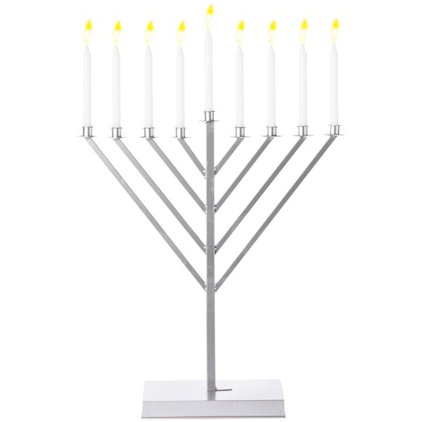 Vintiquewise Large Metal Silver Coated Hanukkah Menorah 2 Ft. For Synagogue - QI003814.S