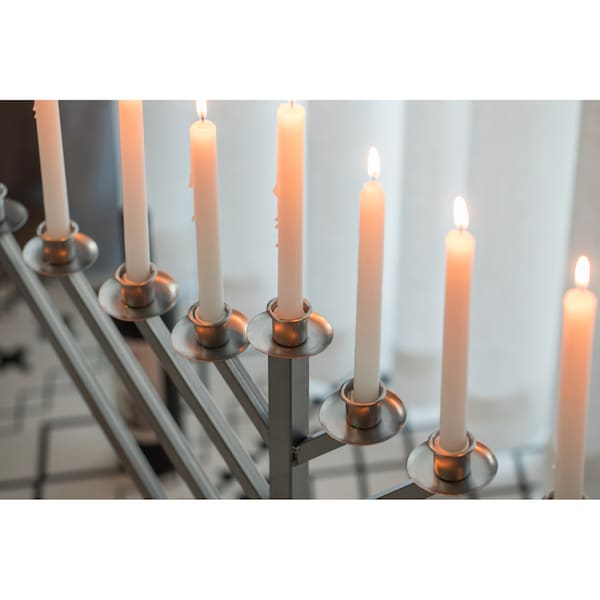 Vintiquewise Large Metal Silver Coated Hanukkah Menorah 2 Ft. For Synagogue - QI003814.S