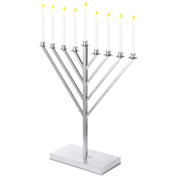 Vintiquewise Large Metal Silver Coated Hanukkah Menorah 2 Ft. For Synagogue - QI003814.S