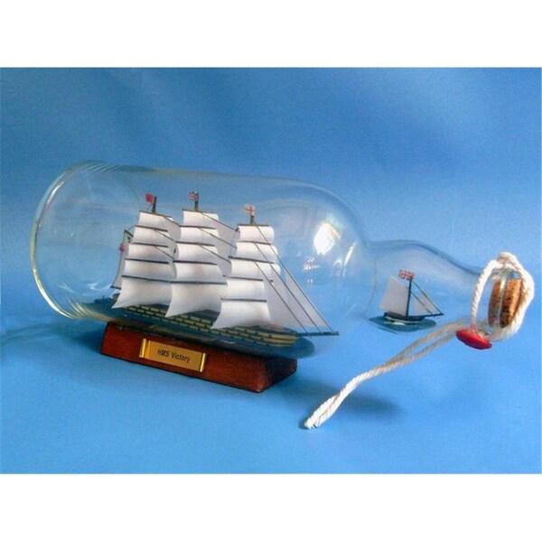 Handcrafted Decor HMS Victory Model Ship in a Glass Bottle- 11 in. - VICTORY BOTTLE