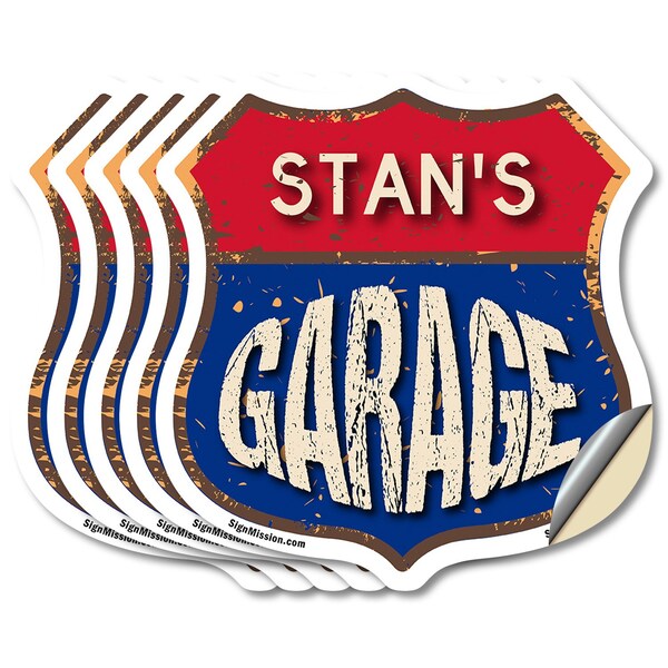 Signmission Stan's Garage, 6 inch X 6 inch, Vinyl Decal, 5PK - SHI-D-5PACK-6-383-STAN