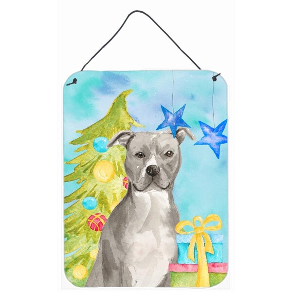 Carolines Treasures Staffordshire Bull Terrier Christmas Wall or Door Hanging Prints - BB9395DS1216