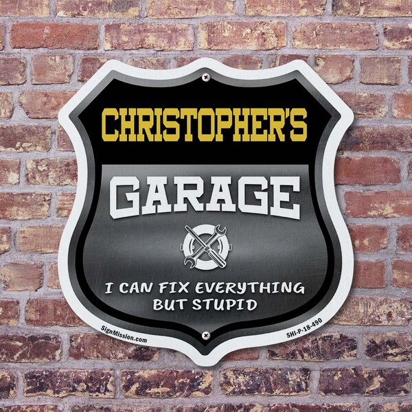 Signmission Christopher's Garage I Can Fix Everything But Stupid, 6 inch X 6 inch, Plastic Sign, 2PK - SHI-P-2PACK-6-490-CHRISTOPHER