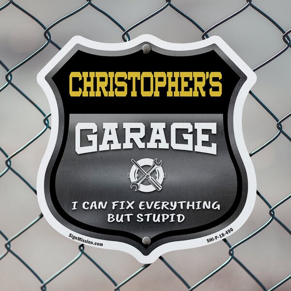 Signmission Christopher's Garage I Can Fix Everything But Stupid, 6 inch X 6 inch, Plastic Sign, 2PK - SHI-P-2PACK-6-490-CHRISTOPHER
