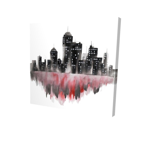 Fondo 16 x 16 in. Red Watercolor Cityscape-Print on Canvas - FO2785649