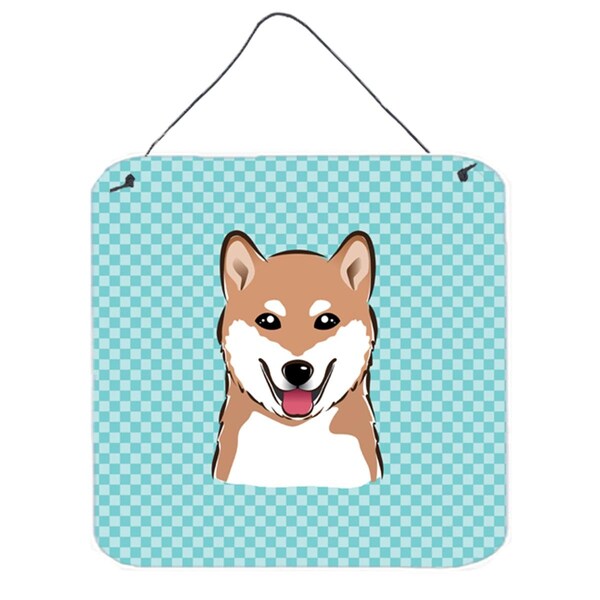 Micasa Checkerboard Blue Shiba Inu Aluminum Metal Wall Or Door Hanging Prints6 x 6 In. - MI251341