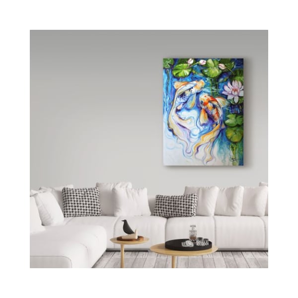 Trademark Fine Art Marcia Baldwin 'Koi Koi And Lily' Canvas Art, 14x19 - ALI34661-C1419GG