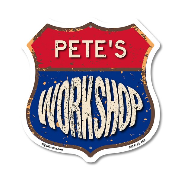 Signmission Pete's Workshop, 12 Inch X 12 Inch, Plastic Sign - SHI-P-12-489-PETE
