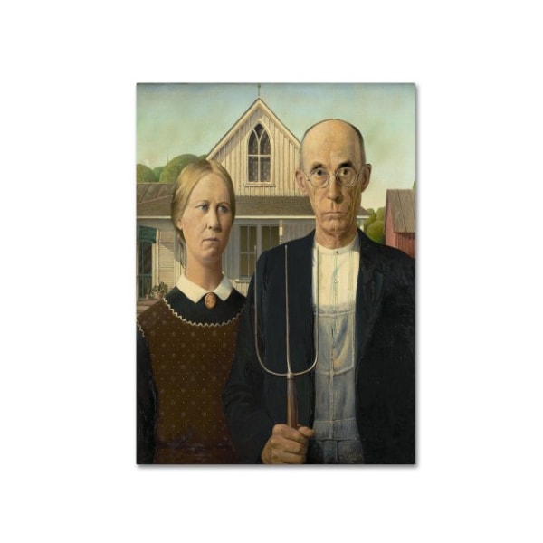 Trademark Fine Art Grant Wood 'American Gothic' Canvas Art, 18x24 - AA00520-C1824GG