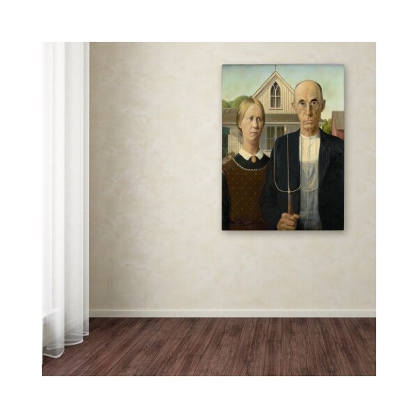 Trademark Fine Art Grant Wood 'American Gothic' Canvas Art, 18x24 - AA00520-C1824GG