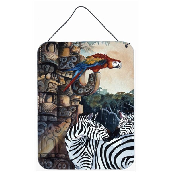Carolines Treasures Zebras And Parrots Wall and Door Hanging Prints - JMK1200DS1216